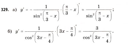Завдання № 329 - § 9. Похідна складеної функції - ГДЗ Математика 11 клас Г.П. Бевз, В.Г. Бевз 2011 - Рівень стандарту