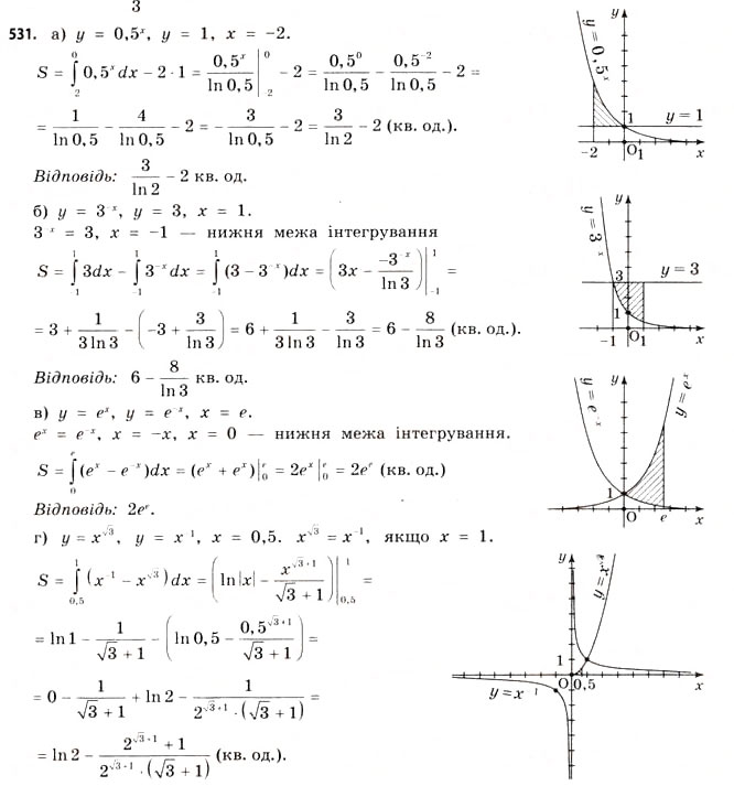 Завдання № 531 - § 15. Інтеграл - ГДЗ Математика 11 клас Г.П. Бевз, В.Г. Бевз 2011 - Рівень стандарту