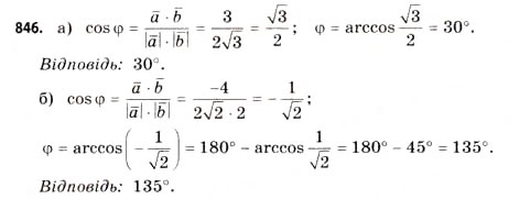 Завдання № 846 - § 26. Застосування векторів - ГДЗ Математика 11 клас Г.П. Бевз, В.Г. Бевз 2011 - Рівень стандарту