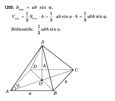 Завдання № 1205 - § 36. Об’єм піраміди, конуса та кулі - ГДЗ Математика 11 клас Г.П. Бевз, В.Г. Бевз 2011 - Рівень стандарту