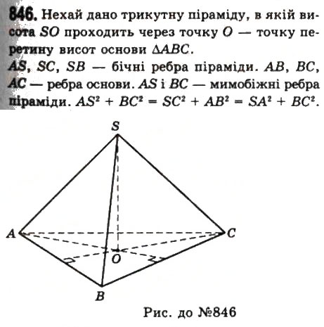 Завдання № 846 - § 22. Піраміди і зрізані піраміди - ГДЗ Геометрія 11 клас Г.П. Бевз, В.Г. Бевз, Н.Г. Владімірова 2011 - Академічний, профільний рівні