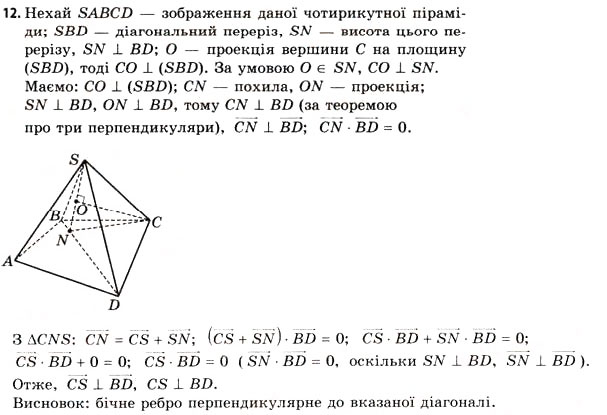 Завдання № 12 - § 8. Розв’язування задач координатно-векторним методом - ГДЗ Геометрія 11 клас Г.В. Апостолова 2011 - Академічний, профільний рівні