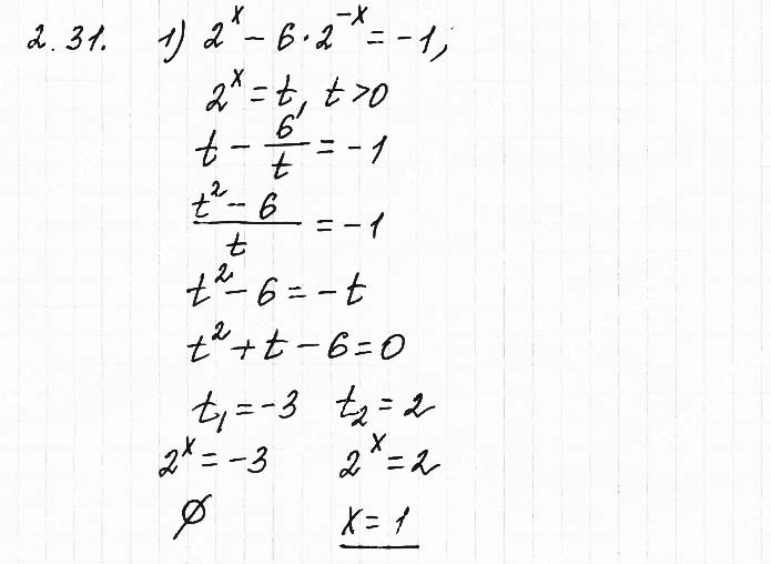 Завдання №  2.31(1) - 2. Показникові рівняння - АЛГЕБРА: Розділ 1. Показникова та логарифмічна функції - ГДЗ Математика 11 клас О. С. Істер 2019 