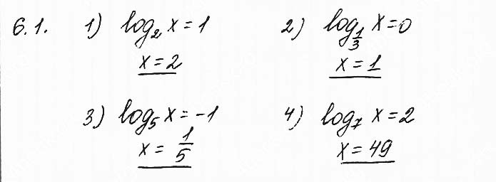 Завдання № 6.1 - 6. Логарифмічні рівняння - АЛГЕБРА: Розділ 1. Показникова та логарифмічна функції - ГДЗ Математика 11 клас О. С. Істер 2019 