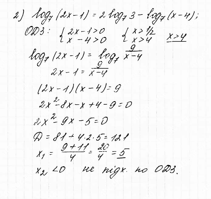Завдання №  6.23 (2) - 6. Логарифмічні рівняння - АЛГЕБРА: Розділ 1. Показникова та логарифмічна функції - ГДЗ Математика 11 клас О. С. Істер 2019 