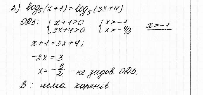 Завдання №  6.7 (2) - 6. Логарифмічні рівняння - АЛГЕБРА: Розділ 1. Показникова та логарифмічна функції - ГДЗ Математика 11 клас О. С. Істер 2019 