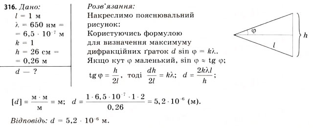 Завдання № 316 - Завдання до § 33-36 - ГДЗ Фізика 11 клас В.Д. Сиротюк, В.І. Баштовий 2011