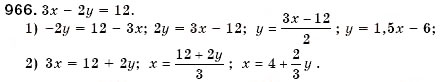 Завдання № 966 - § 25. Рівняння з двома змінними. Розв'язок рівняння з двома змінними. Лінійне рівняння з двома змінними (Уроки 67, 68) - ГДЗ Алгебра 7 клас О.С. Істер 2007