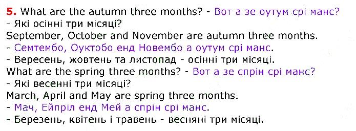 Завдання № стор.119 (5) - UNIT 6. HELLO, SPRING! - ГДЗ Англійська мова 3 клас О.Д. Карпюк 2020