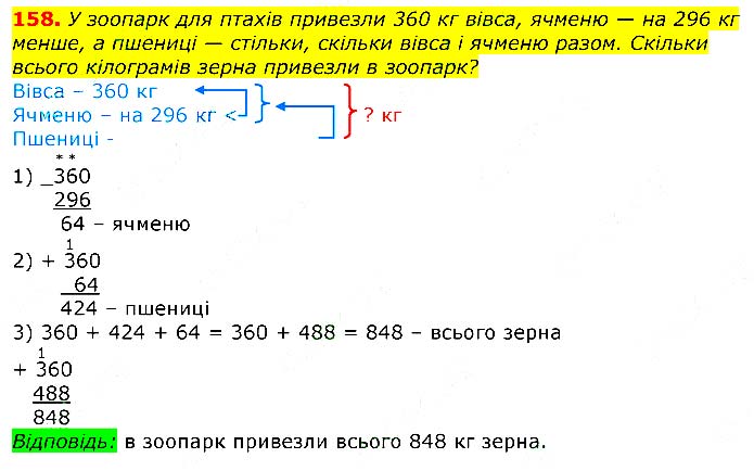 Завдання №  158 - Відповіді до вправ - ЧАСТИНА 2 - ГДЗ Математика 3 клас Г.П. Лишенко 2020 - (1, 2 частина)