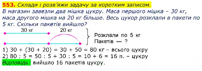Завдання №  553 - Відповіді до вправ - ЧАСТИНА 2 - ГДЗ Математика 3 клас Г.П. Лишенко 2020 - (1, 2 частина)