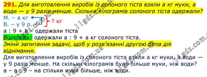 Завдання № 291 - Відповіді до вправ - ГДЗ Математика 3 клас Г.П. Лишенко 2020