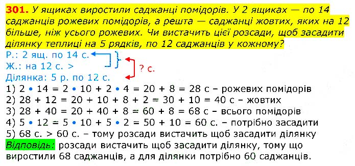 Завдання № 301 - Відповіді до вправ - ГДЗ Математика 3 клас Г.П. Лишенко 2020 - (1, 2 частина)