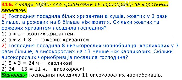 Завдання № 416 - Відповіді до вправ - ГДЗ Математика 3 клас Г.П. Лишенко 2020