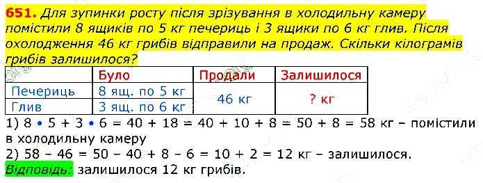 Завдання № 651 - Відповіді до вправ - ГДЗ Математика 3 клас Г.П. Лишенко 2020