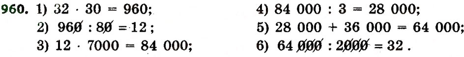 Завдання № 960 - Розділ 4. Арифметичні діїз багатоцифровими числами - ГДЗ Математика 4 клас Л.В. Оляницька 2015