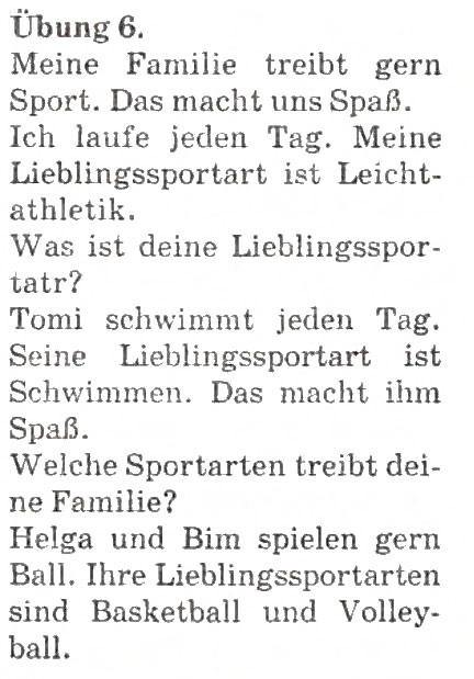 Завдання № 6 - Mein Lieblingssport - ГДЗ Німецька мова 4 клас Н.П. Басай 2006