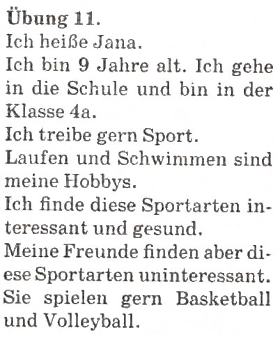 Завдання № 11 - Sport ist gesund - ГДЗ Німецька мова 4 клас Н.П. Басай 2006