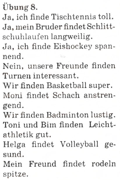 Завдання № 8 - Sport ist gesund - ГДЗ Німецька мова 4 клас Н.П. Басай 2006