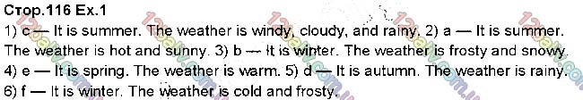 Завдання №   Стр.116 (1) - Unit 5. Nature and Weather - ГДЗ Англійська мова 5 клас А. М. Несвіт 2018