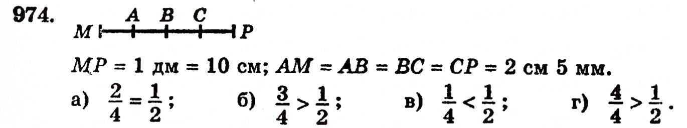 Завдання № 974 - § 21. Дробові числа і звичайні дроби - ГДЗ Математика 5 клас Г.П. Бевз, В.Г. Бевз 2005
