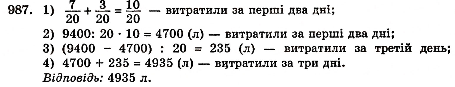 Завдання № 987 - § 21. Дробові числа і звичайні дроби - ГДЗ Математика 5 клас Г.П. Бевз, В.Г. Бевз 2005