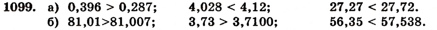 Завдання № 1099 - § 24. Порівняння десяткових дробів - ГДЗ Математика 5 клас Г.П. Бевз, В.Г. Бевз 2005