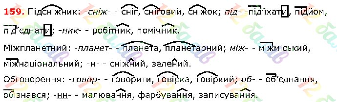 Завдання № 159 - 13. Спільнокореневі слова - 14. Префікс пре-, при-, прі- - ГДЗ Українська мова 5 клас О. П. Глазова 2018