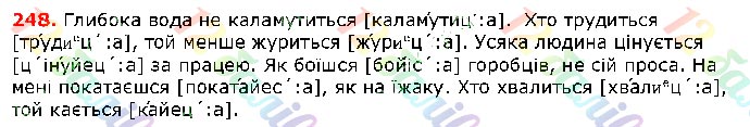 Завдання № 248 - 21. Орфограма - 22. Вимова приголосних звуків. - ГДЗ Українська мова 5 клас О. П. Глазова 2018