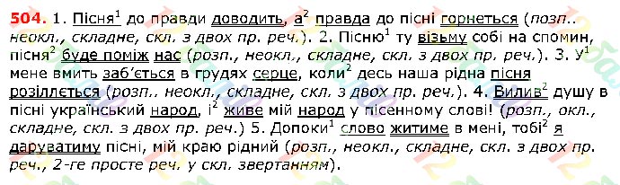 Завдання № 504 - 41. Вставни слова - 42. Складні речення - ГДЗ Українська мова 5 клас О. П. Глазова 2018