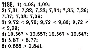 Завдання № 1188 - § 35. Порівняння десяткових дробів - ГДЗ Математика 5 клас О.С. Істер 2013