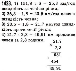Завдання № 1423 - § 40. Ділення десяткового дробу на натуральне число - ГДЗ Математика 5 клас О.С. Істер 2013
