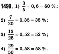 Завдання № 1499 - § 42. Відсотки. Знаходження відсотків від даного числа - ГДЗ Математика 5 клас О.С. Істер 2013