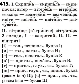 Завдання № 415 - § 51. Префікс і суфікс - ГДЗ Українська мова 5 клас О.В. Заболотний 2013