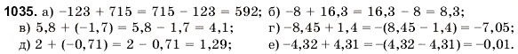 Завдання № 1035 - 35. Додавання двох чисел з різними знаками - ГДЗ Математика 6 клас Г.М. Янченко, В.Р. Кравчук 2006