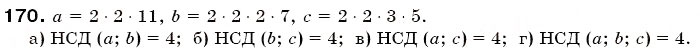 Завдання № 170 - § 5. Найбільший спільний дільник - ГДЗ Математика 6 клас Г.П. Бевз, В.Г. Бевз 2006