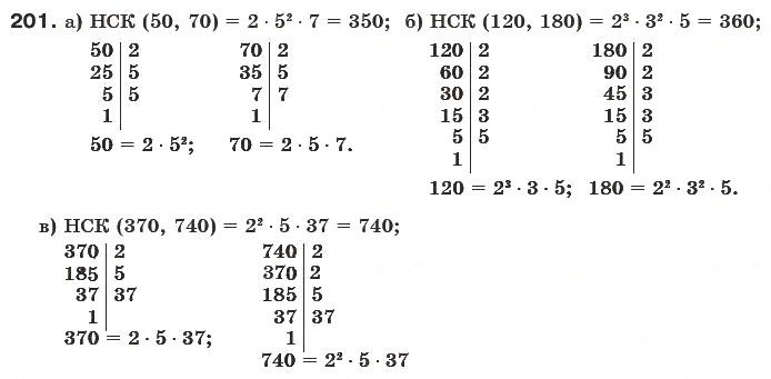 Завдання № 201 - § 6. Найменше спільне кратне - ГДЗ Математика 6 клас Г.П. Бевз, В.Г. Бевз 2006