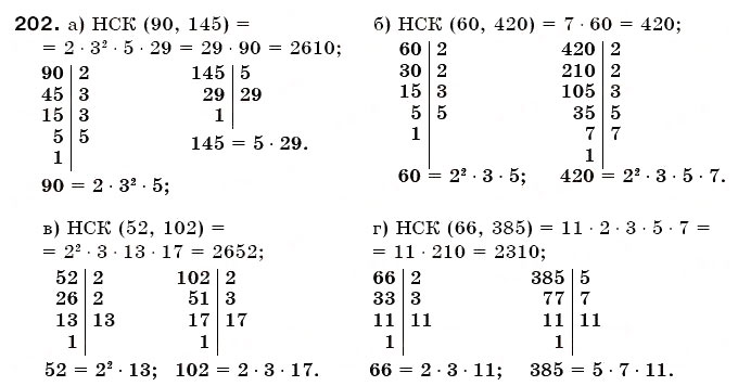 Завдання № 202 - § 6. Найменше спільне кратне - ГДЗ Математика 6 клас Г.П. Бевз, В.Г. Бевз 2006