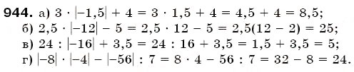 Завдання № 944 - § 28. Модуль числа - ГДЗ Математика 6 клас Г.П. Бевз, В.Г. Бевз 2006