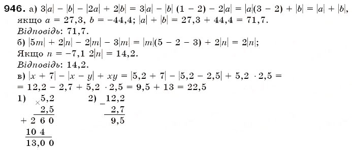 Завдання № 946 - § 28. Модуль числа - ГДЗ Математика 6 клас Г.П. Бевз, В.Г. Бевз 2006