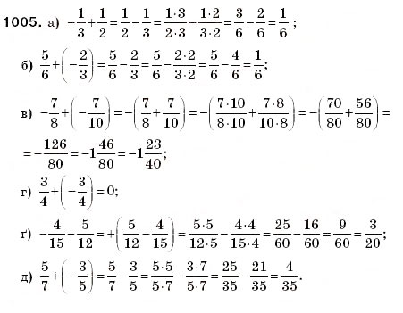 Завдання № 1005 - § 30. Додавання раціональних чисел - ГДЗ Математика 6 клас Г.П. Бевз, В.Г. Бевз 2006