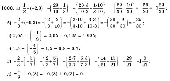 Завдання № 1008 - § 30. Додавання раціональних чисел - ГДЗ Математика 6 клас Г.П. Бевз, В.Г. Бевз 2006