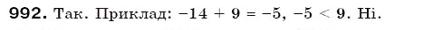 Завдання № 992 - § 30. Додавання раціональних чисел - ГДЗ Математика 6 клас Г.П. Бевз, В.Г. Бевз 2006