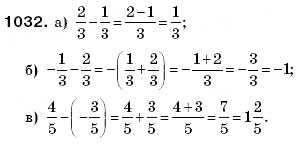 Завдання № 1032 - § 31. Віднімання раціональних чисел - ГДЗ Математика 6 клас Г.П. Бевз, В.Г. Бевз 2006