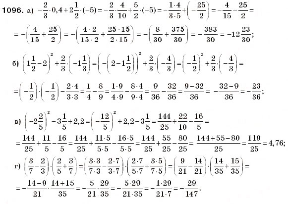 Завдання № 1096 - § 32. Множення раціональних чисел - ГДЗ Математика 6 клас Г.П. Бевз, В.Г. Бевз 2006