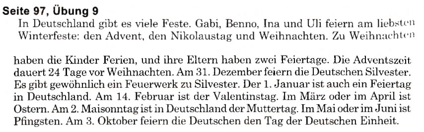 Завдання № s97u9 - Feste und Traditionen (Stunden 1-10) - ГДЗ Німецька мова 6 клас Н.П. Басай 2006