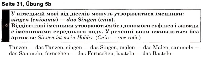 Завдання № s31u5b - Freizeit und Hobbys (Stunden 1-10) - ГДЗ Німецька мова 6 клас Н.П. Басай 2006