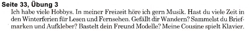Завдання № s33u3 - Freizeit und Hobbys (Stunden 1-10) - ГДЗ Німецька мова 6 клас Н.П. Басай 2006