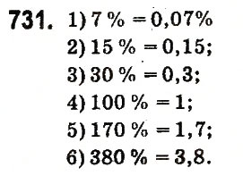 Завдання № 731 - § 28. Відсоткові розрахунки - ГДЗ Математика 6 клас О.С. Істер 2014