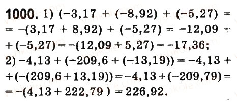 Завдання № 1000 - § 38. Додавання від’ємних чисел - ГДЗ Математика 6 клас О.С. Істер 2014
